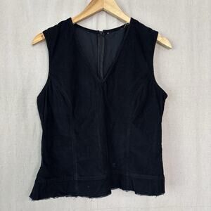 Corduroy Womens Raw Hem Boho‎ Witchy Sleeveless Top Size M Vamp Festival Edgy